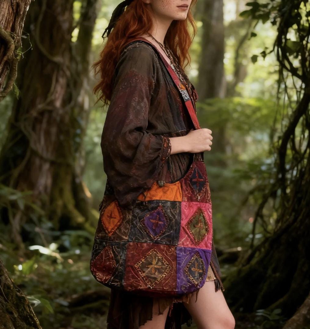 Patchwork Shoulder Bag, Boho Folk Embroidery Purse, Colorful Cotton Crossbody Bag