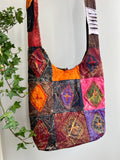 Patchwork Shoulder Bag, Boho Folk Embroidery Purse, Colorful Cotton Crossbody Bag