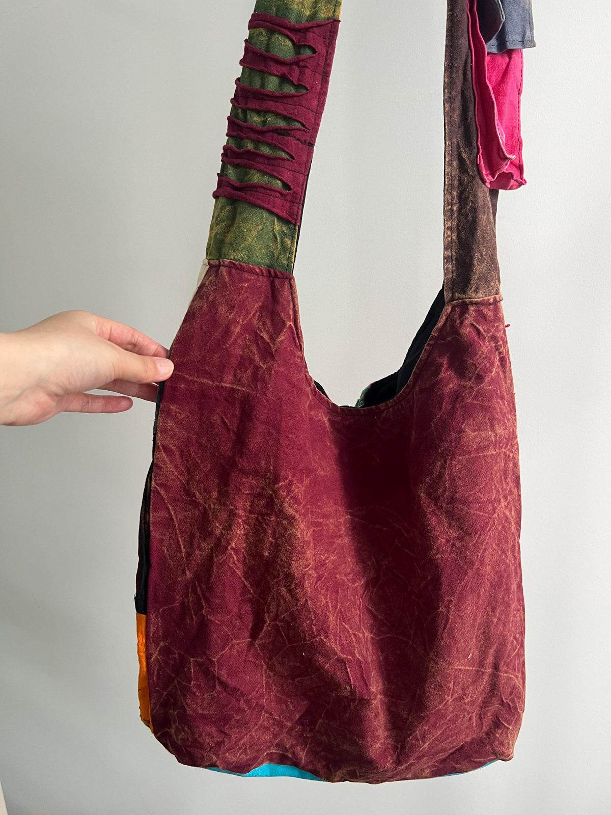 Handmade Patchwork Tote Bag – Colorful Boho Embroidery, Artsy Shoulder Bag
