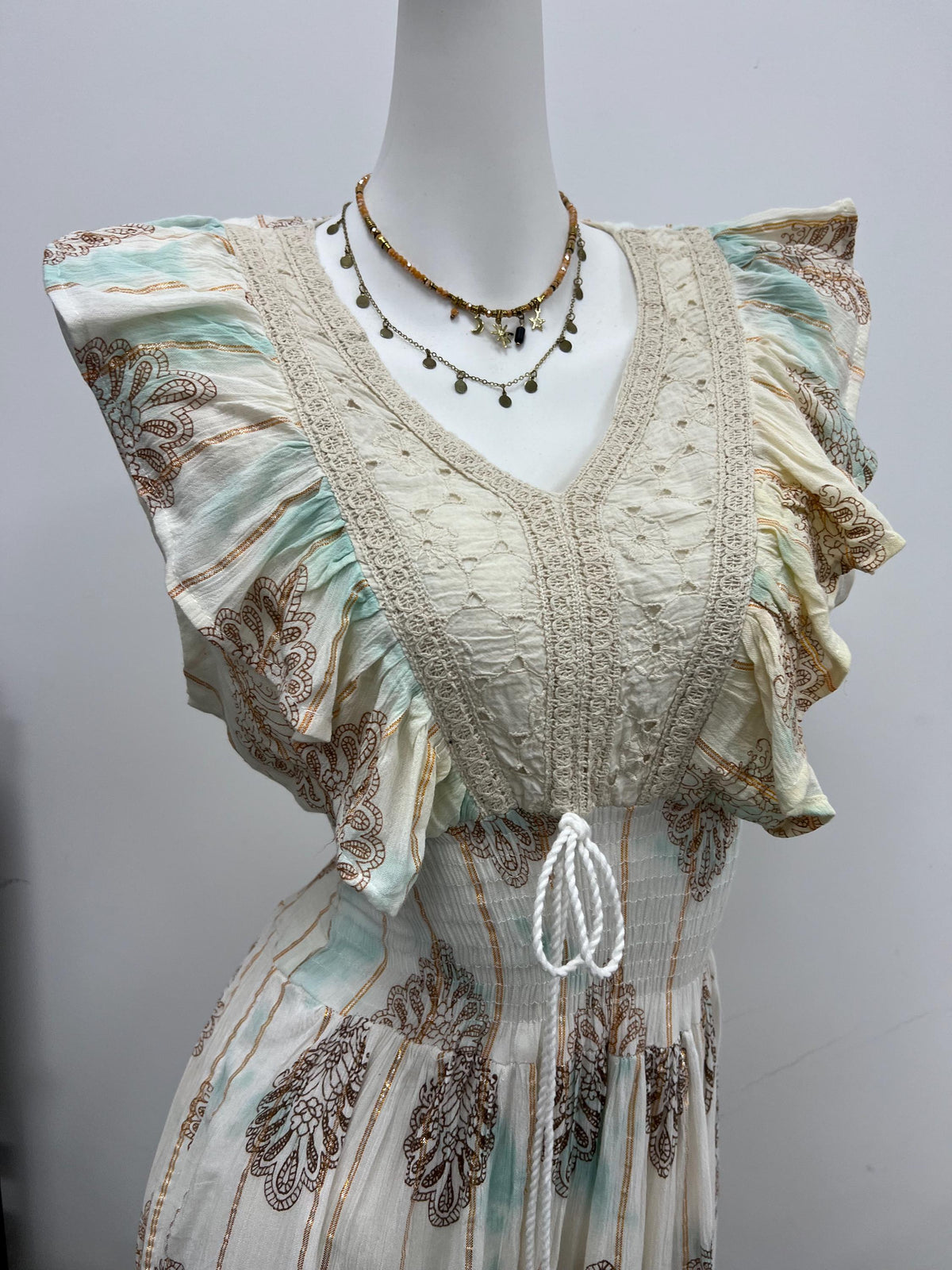 Lightweight Cotton Paisley Print Dress, Smocked Back, Boho Wedding Guest Dress