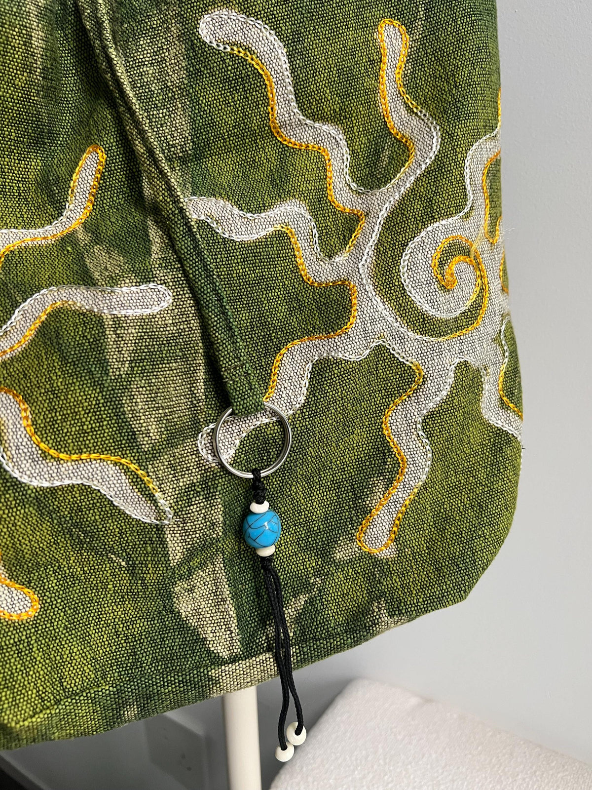 Hand Embroidered Sun Tote Bag – Boho Canvas Festival Beach Purse (Adjustable Strap)