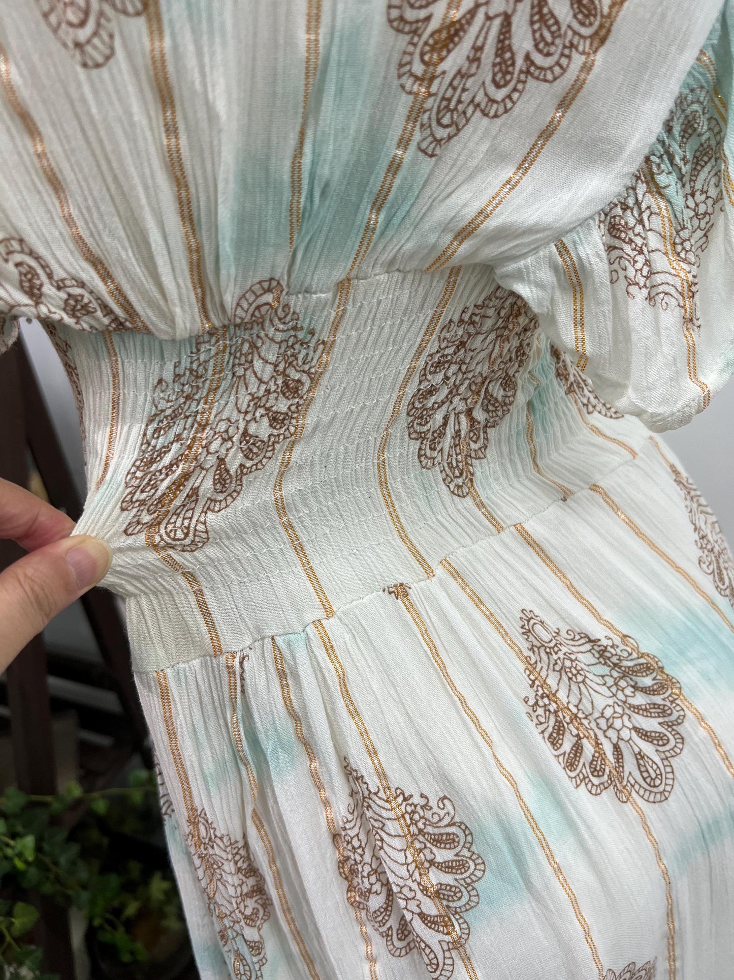 Lightweight Cotton Paisley Print Dress, Smocked Back, Boho Wedding Guest Dress