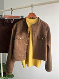 Suede Utility Jacket, Women's Cropped Autumn Winter Coat