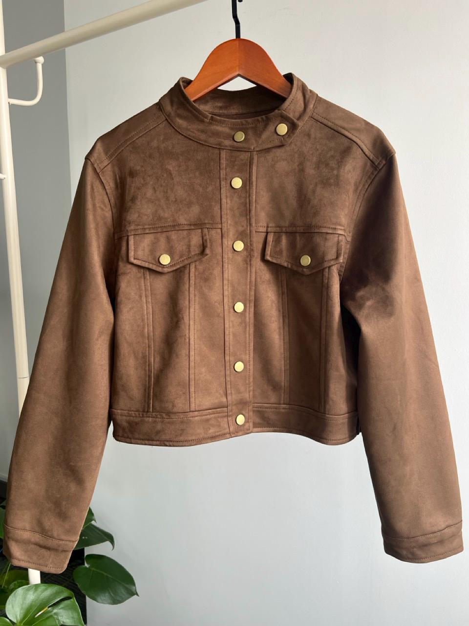 Suede Utility Jacket, Women's Cropped Autumn Winter Coat