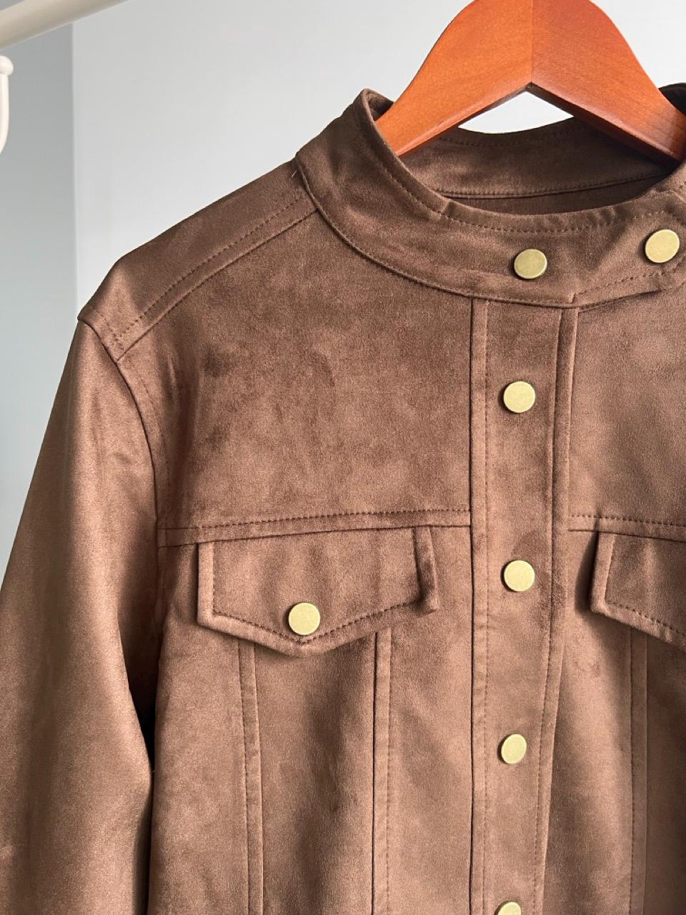 Suede Utility Jacket, Women's Cropped Autumn Winter Coat