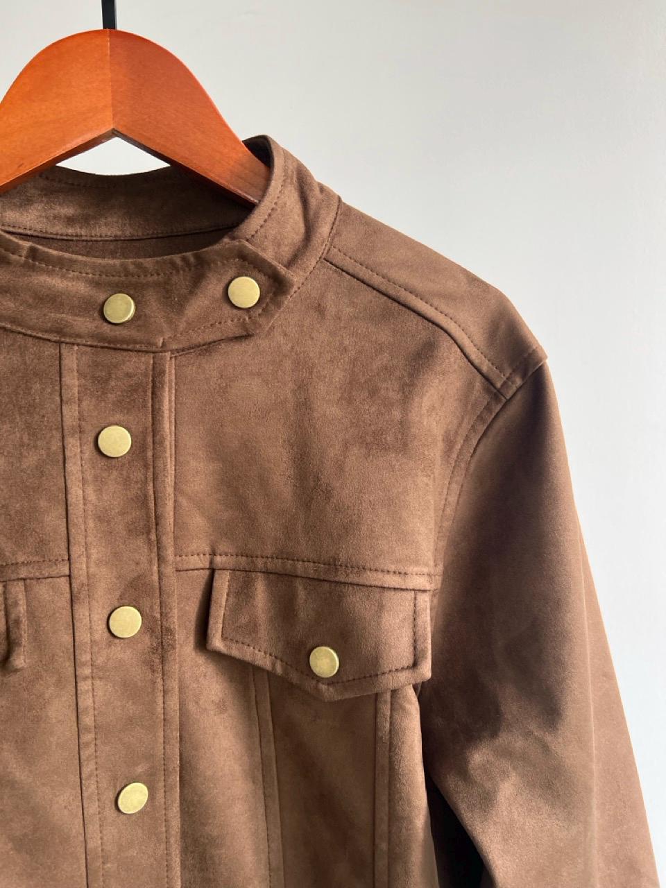 Suede Utility Jacket, Women's Cropped Autumn Winter Coat