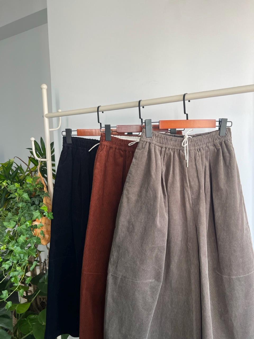 Vintage Corduroy Wide Leg Pants, High Waisted Boho Trousers