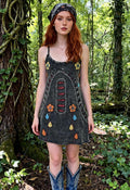 Boho Embroidered Cotton Dress - Vintage Floral, Festival Fashion