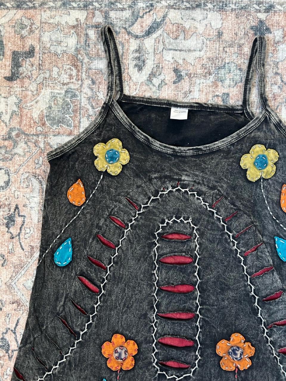 Boho Embroidered Cotton Dress - Vintage Floral, Festival Fashion