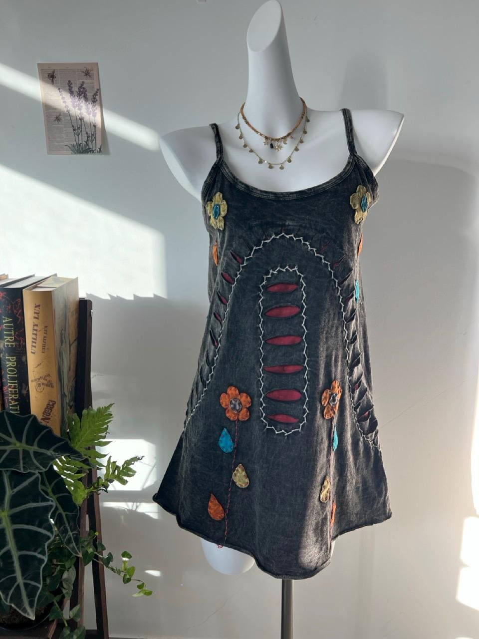 Boho Embroidered Cotton Dress - Vintage Floral, Festival Fashion