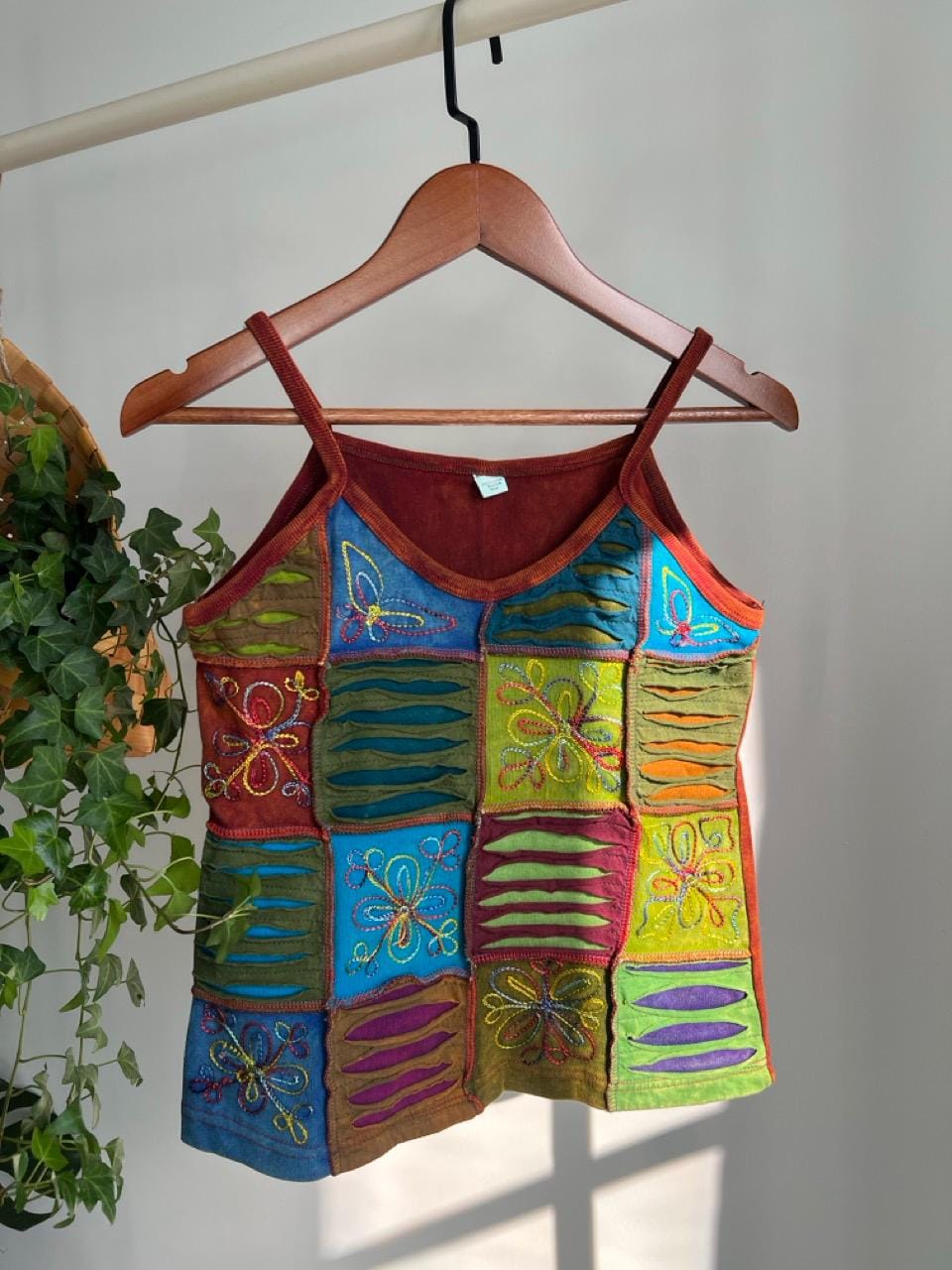 Handmade Patchwork Tank Top, Embroidered Boho Festival Vest