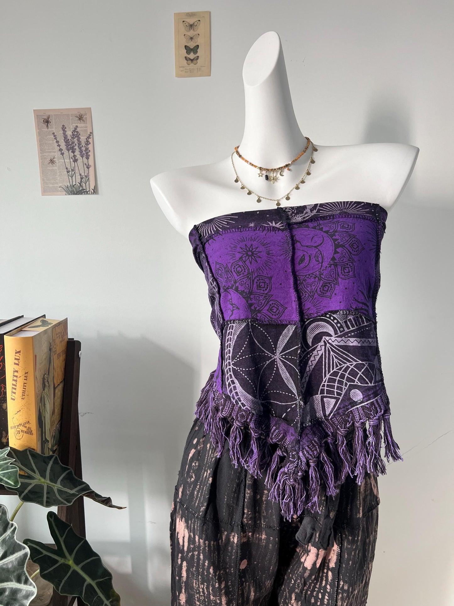 Handmade Boho Set: Cotton Crop Top & Wide-Leg Pants
