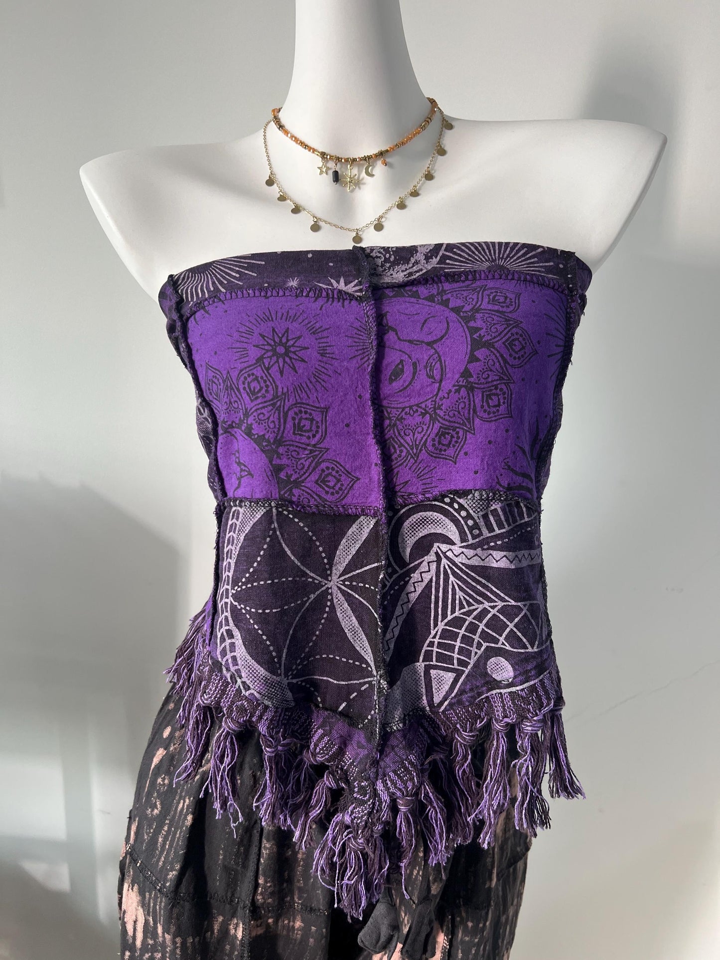 Handmade Boho Set: Cotton Crop Top & Wide-Leg Pants