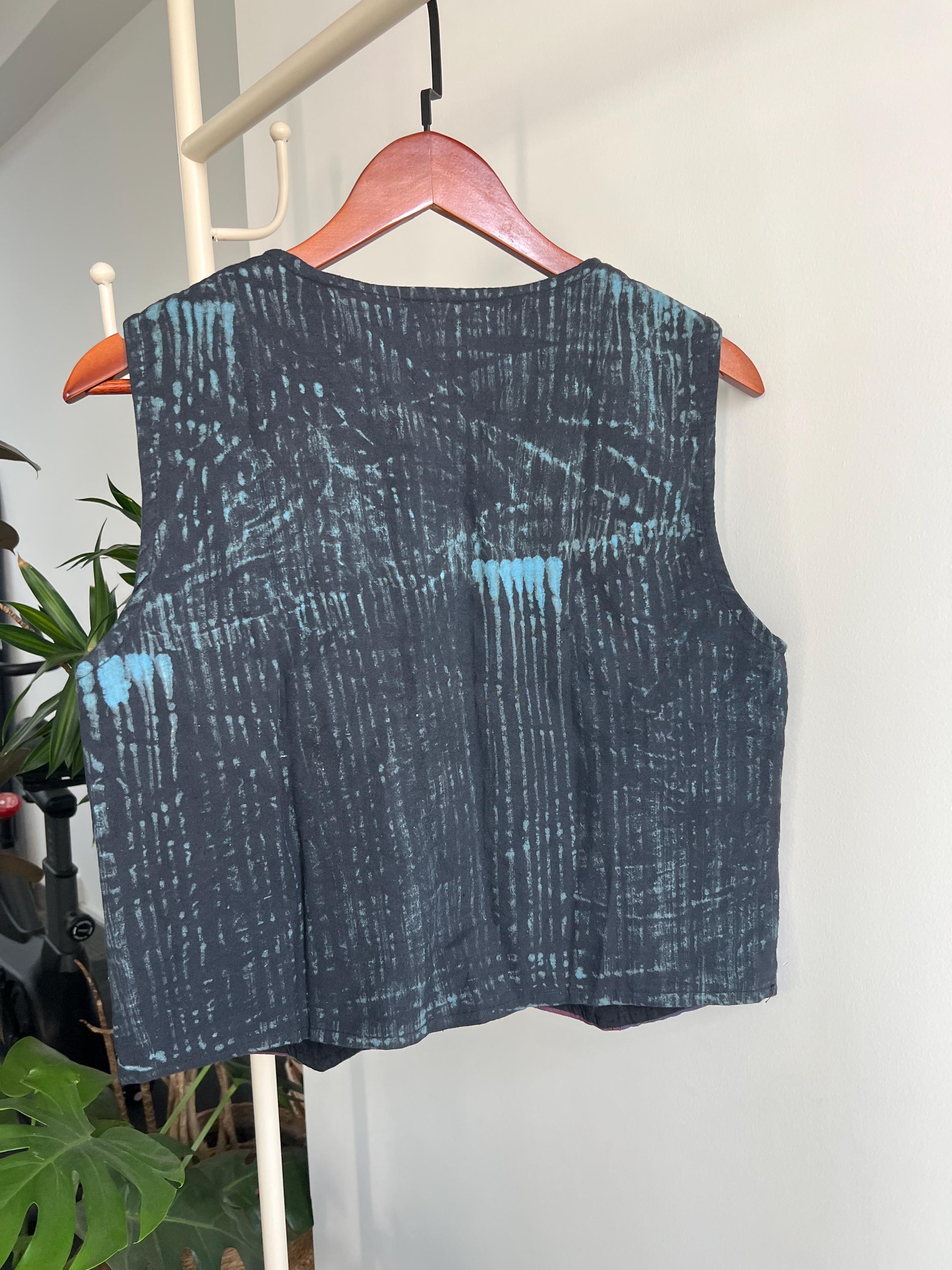 Handmade Patchwork Cotton Vest, Distressed Boho Festival Wear