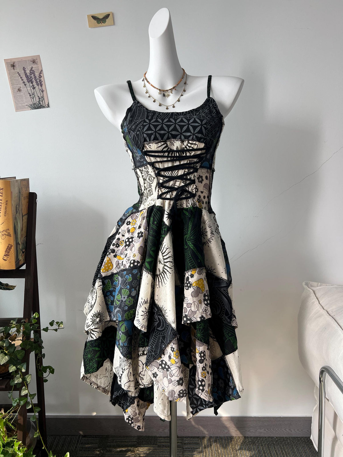 Handmade Patchwork Maxi Dress | Sun Moon Geometric Boho Festival Wear