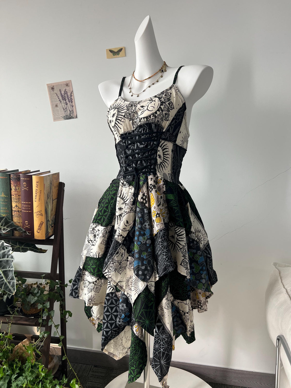 Handmade Patchwork Maxi Dress | Sun Moon Geometric Boho Festival Wear