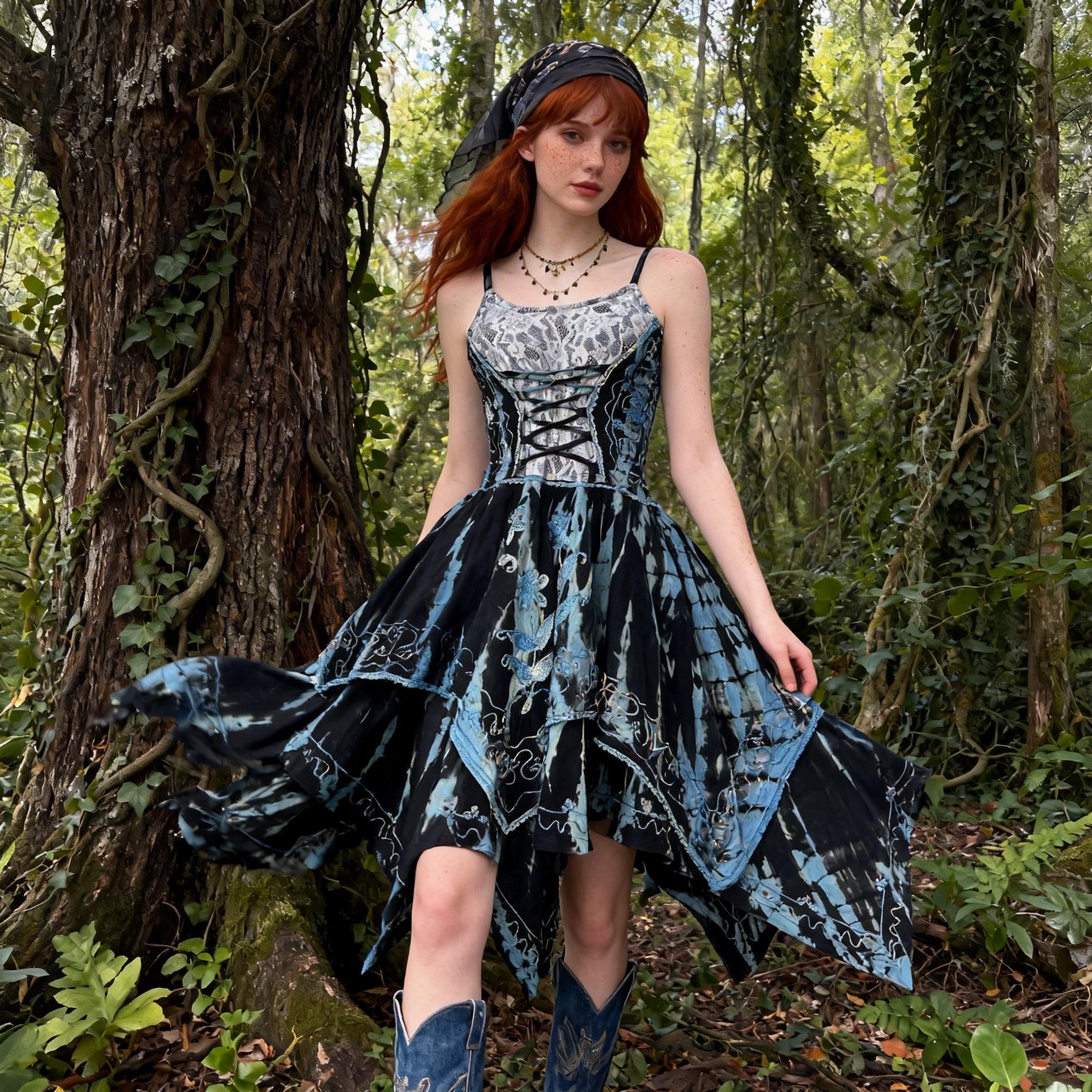 Handmade Bohemian Dress, Vintage Lace Trim, Asymmetrical Hem, Adjustable Tie Front Summer Dress