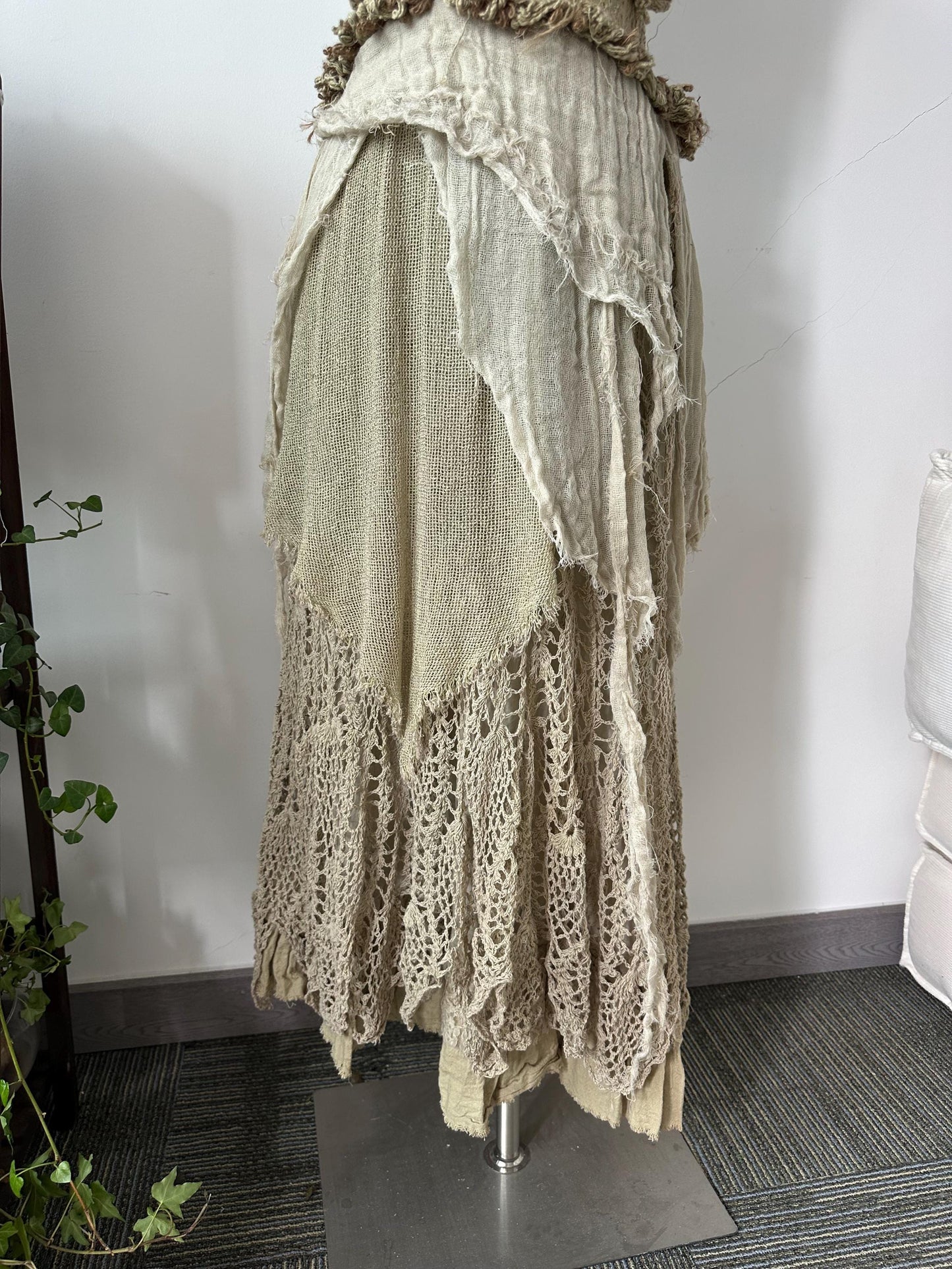 Renaissance Style Hand-Tiered Maxi Dress - Vintage Artisan Dress with Layered Ruffles and Lace - Handmade Boho Dress for Festivals