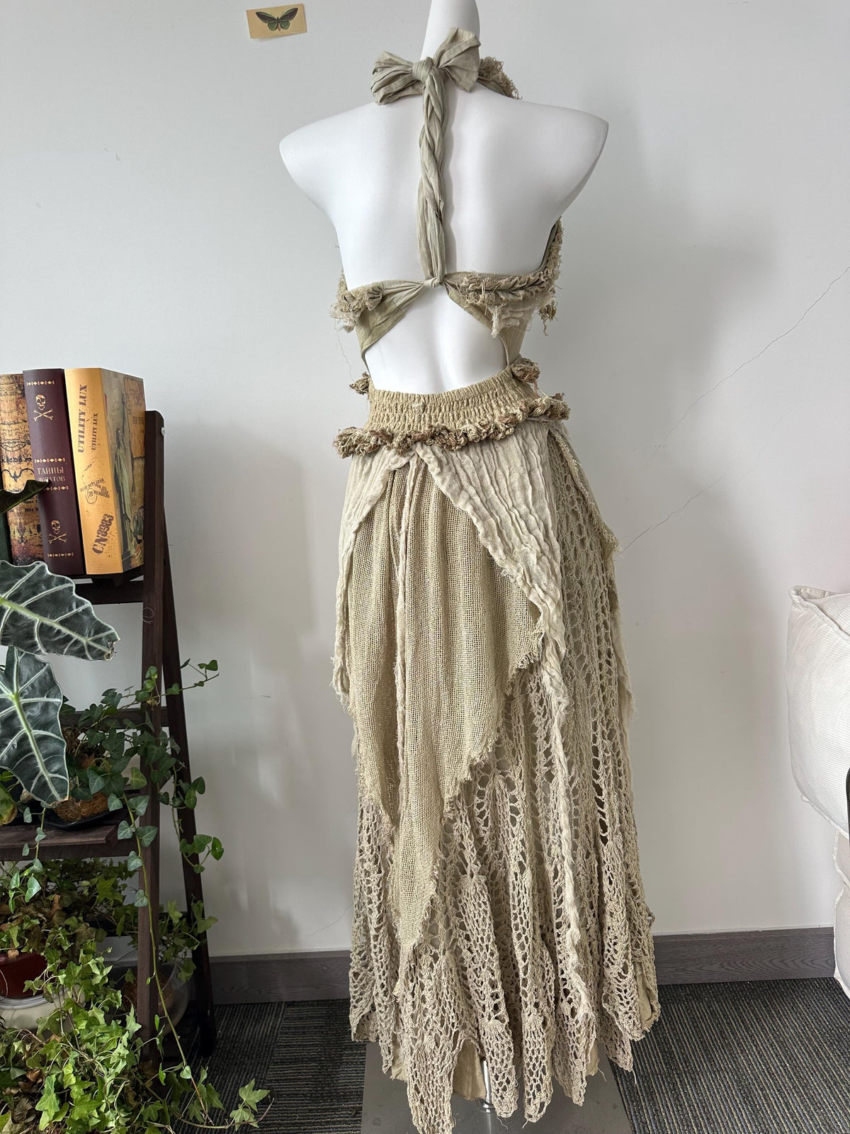 Renaissance Style Hand-Tiered Maxi Dress - Vintage Artisan Dress with Layered Ruffles and Lace - Handmade Boho Dress for Festivals