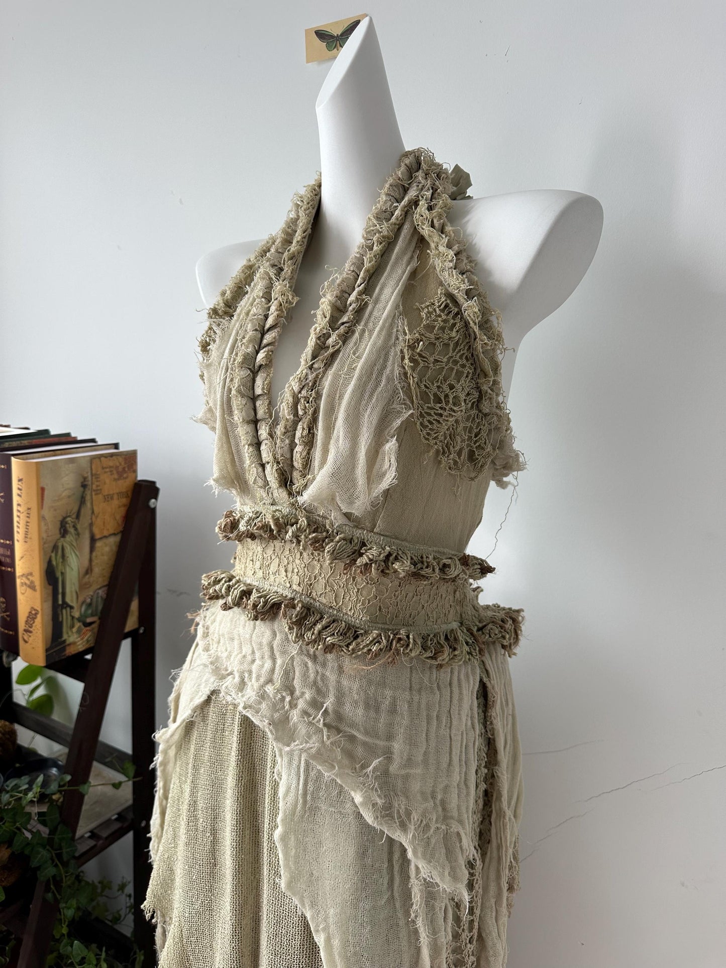 Renaissance Style Hand-Tiered Maxi Dress - Vintage Artisan Dress with Layered Ruffles and Lace - Handmade Boho Dress for Festivals