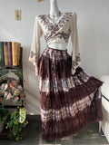 Boho Cotton Maxi Skirt, Tie Dye Tiered Lace Skirt, Hand Block Print Festival Skirt, Elastic Waist Convertible Beach Dress