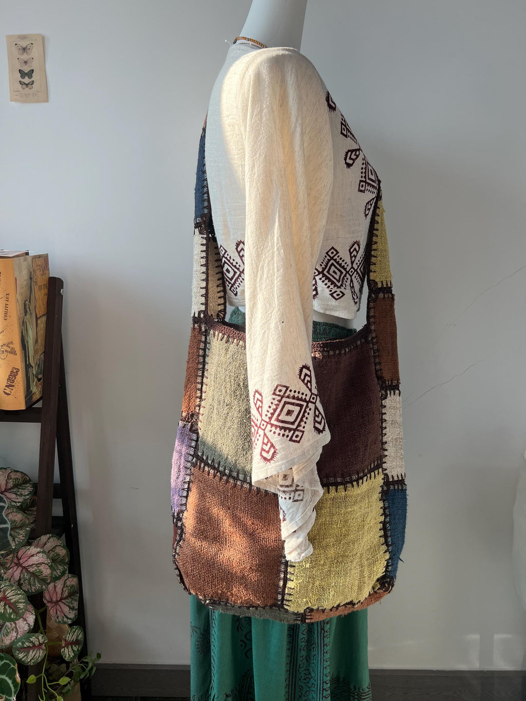 Handmade Hemp Tote Bag Women | Boho Patchwork Shoulder Bag Embroidered Crossbody Bag Natural Fiber Artisan Purse