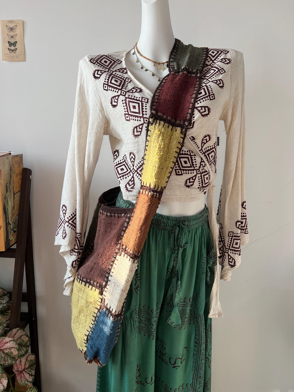 Handmade Hemp Tote Bag Women | Boho Patchwork Shoulder Bag Embroidered Crossbody Bag Natural Fiber Artisan Purse