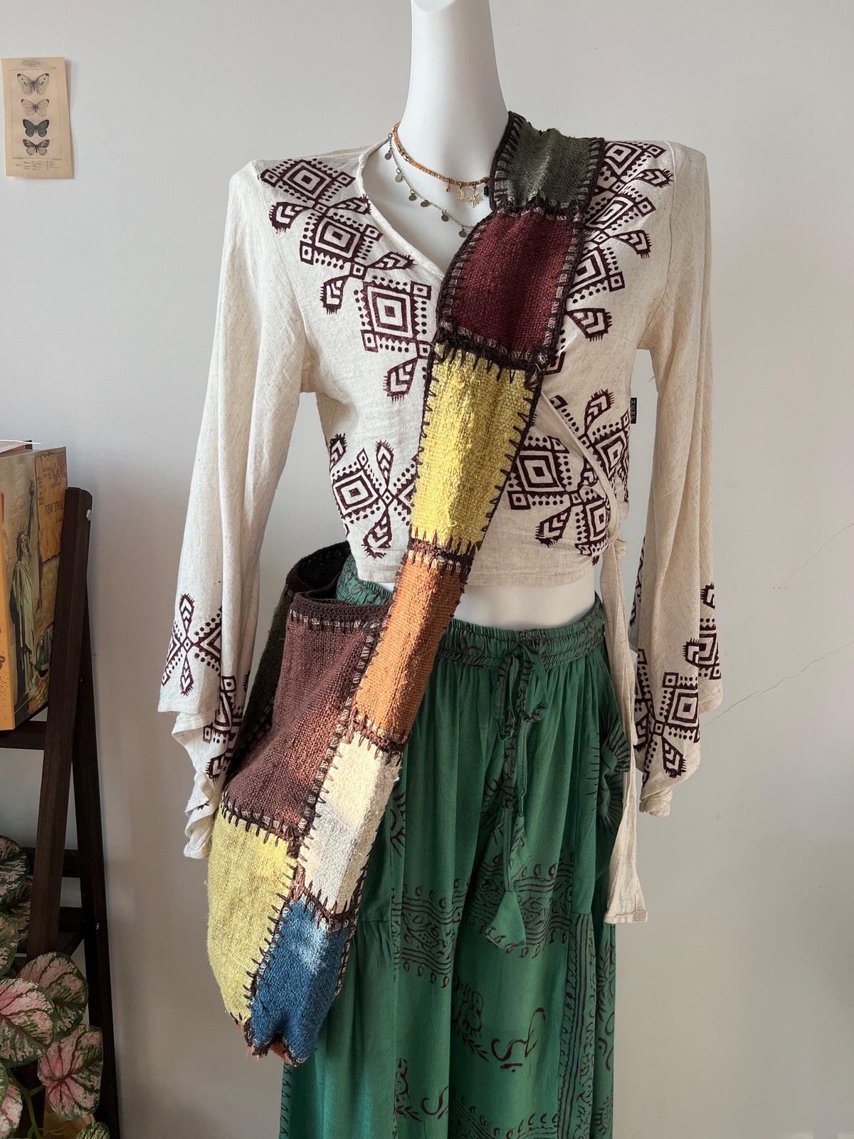 Handmade Hemp Tote Bag Women | Boho Patchwork Shoulder Bag Embroidered Crossbody Bag Natural Fiber Artisan Purse