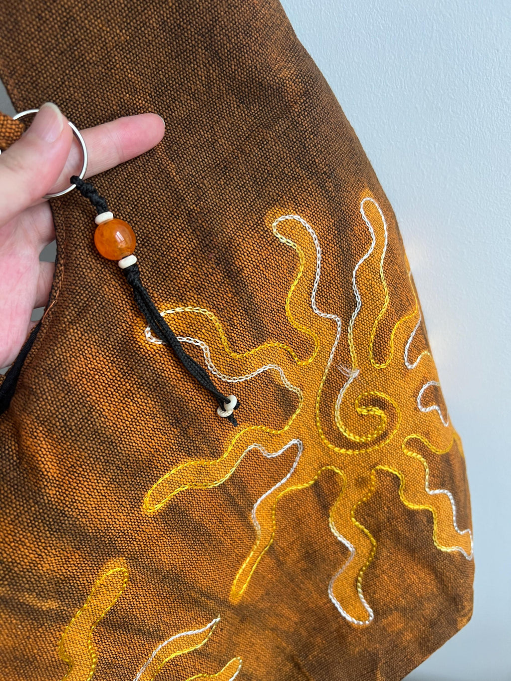Boho Cotton Bag Women | Handmade Embroidered Shoulder Purse | Sun Motif Artisan Tote | Slow Fashion Accessory