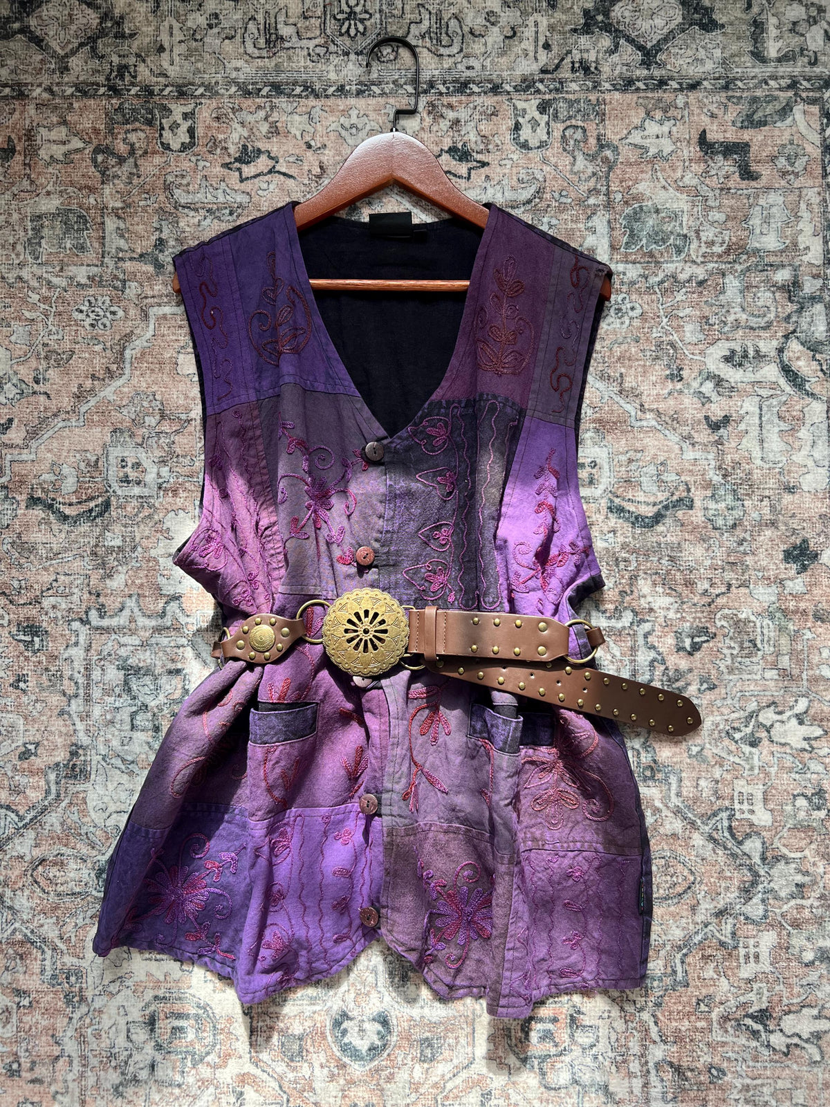 Handmade Patchwork Cotton Vest, Distressed Boho Festival Wear