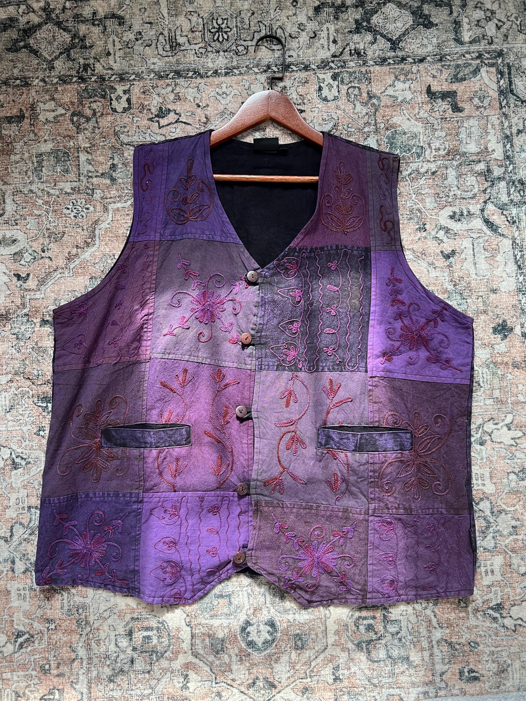 Handmade Patchwork Cotton Vest, Distressed Boho Festival Wear