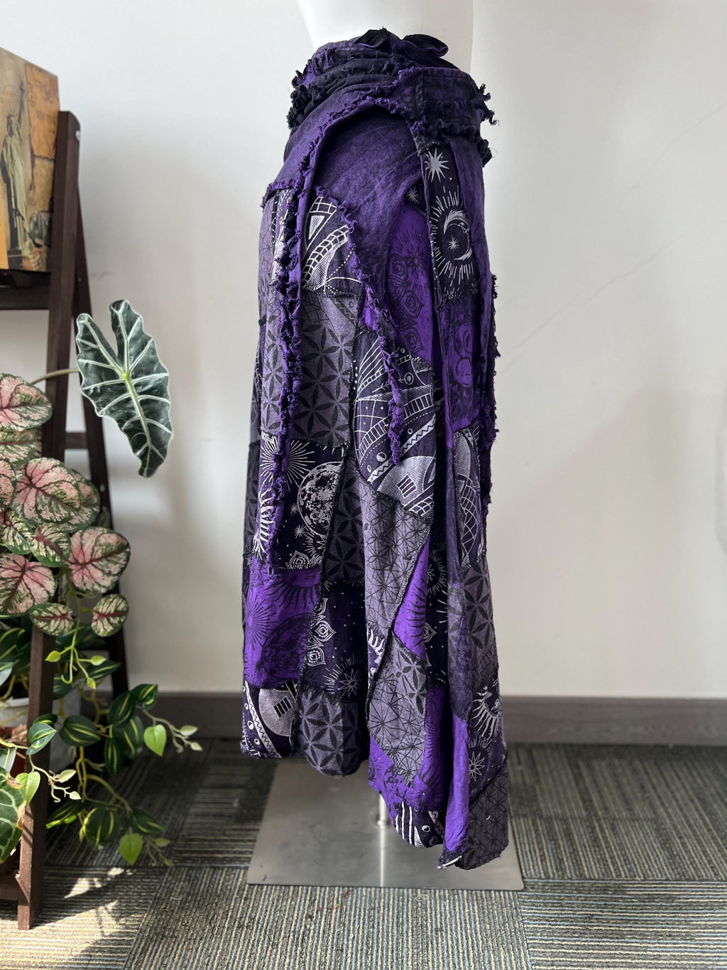 Witchy Boho Maxi Skirt | Handmade Cotton Wrap Skirt | Celestial Patchwork Long Skirt | Fairycore Festival Outfit