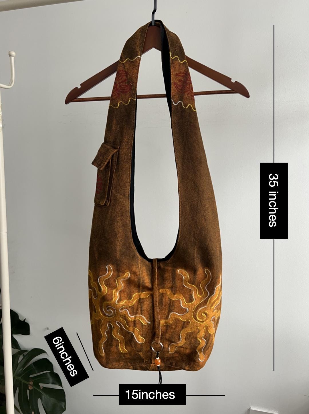 Boho Cotton Bag Women | Handmade Embroidered Shoulder Purse | Sun Motif Artisan Tote | Slow Fashion Accessory