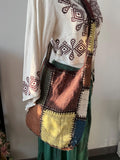 Handmade Hemp Tote Bag Women | Boho Patchwork Shoulder Bag Embroidered Crossbody Bag Natural Fiber Artisan Purse