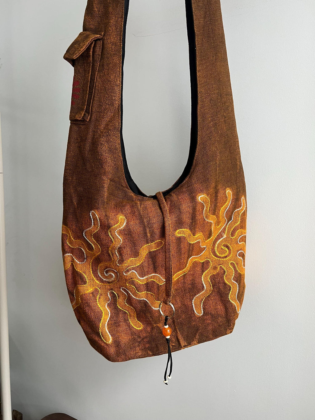 Boho Cotton Bag Women | Handmade Embroidered Shoulder Purse | Sun Motif Artisan Tote | Slow Fashion Accessory