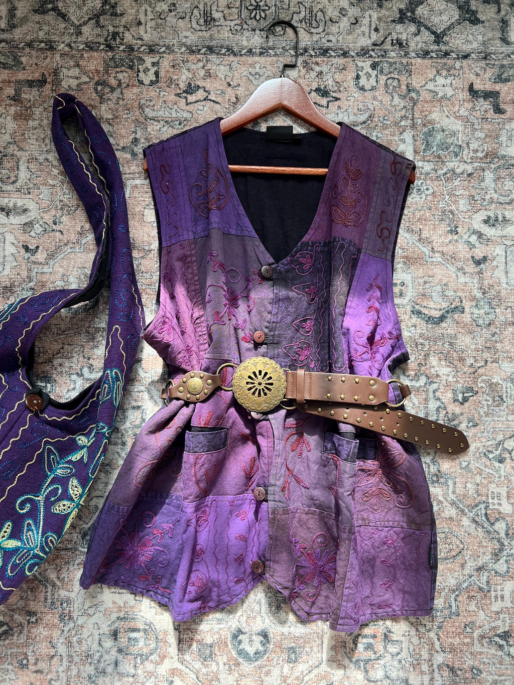 Handmade Patchwork Cotton Vest, Distressed Boho Festival Wear