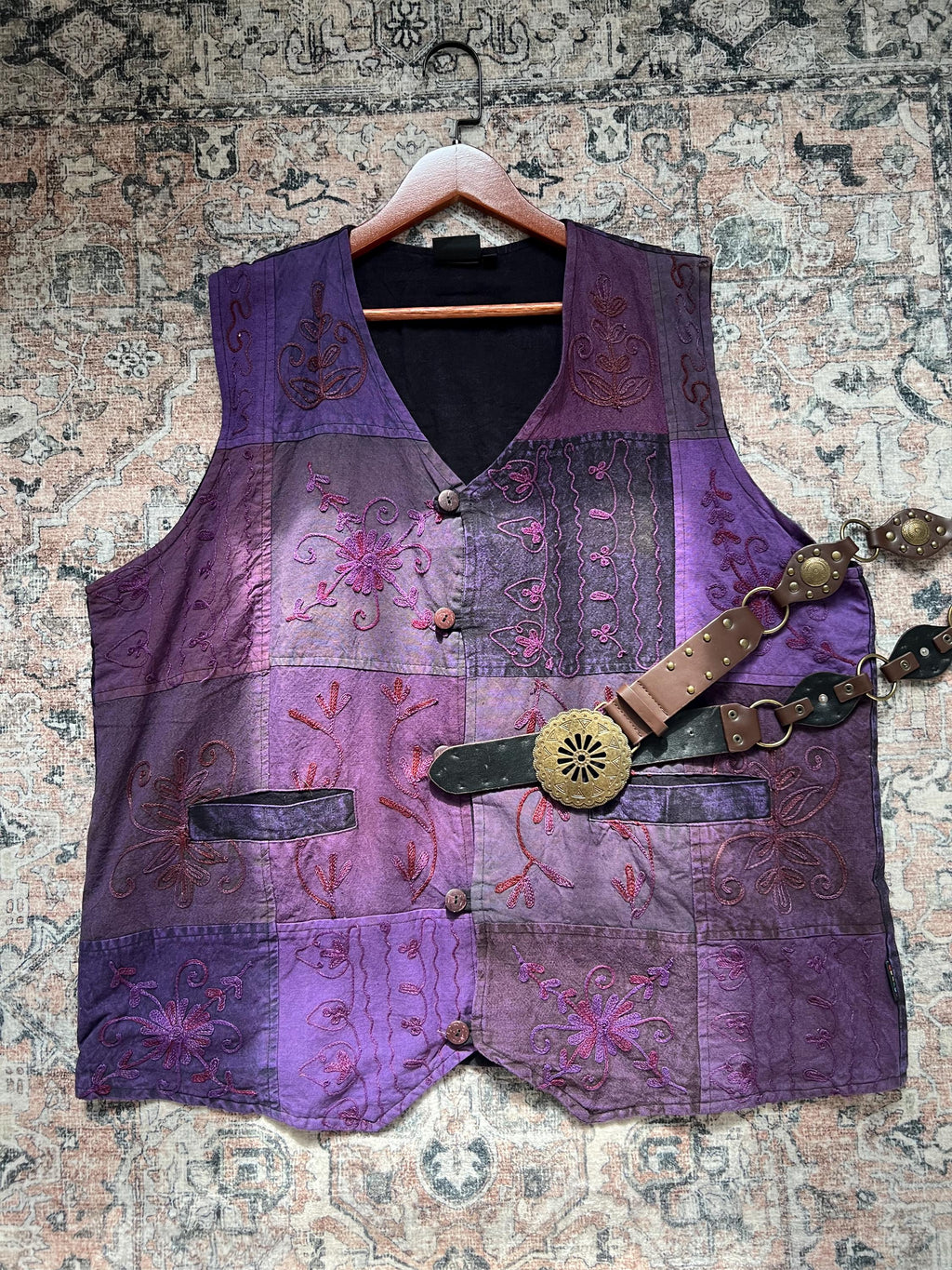 Handmade Patchwork Cotton Vest, Distressed Boho Festival Wear