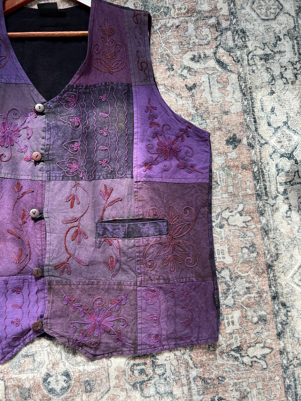 Handmade Patchwork Cotton Vest, Distressed Boho Festival Wear