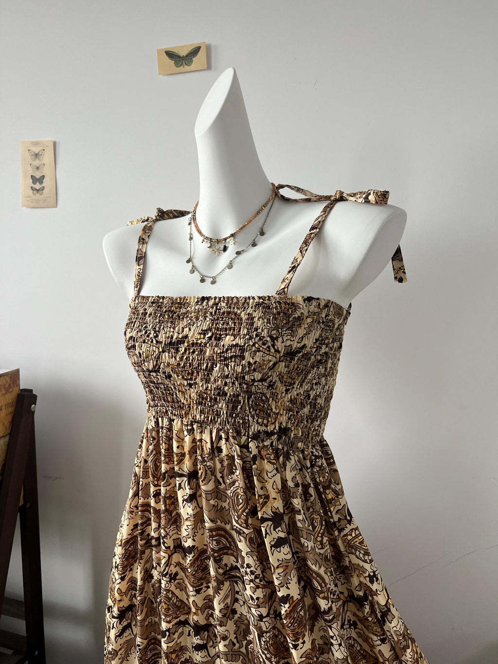 Boho Paisley Maxi Dress | Smocked Bust Summer Dress | Vintage Floral Long Dress | Tassel Trim Hippie Dress | Romantic Festival Dress