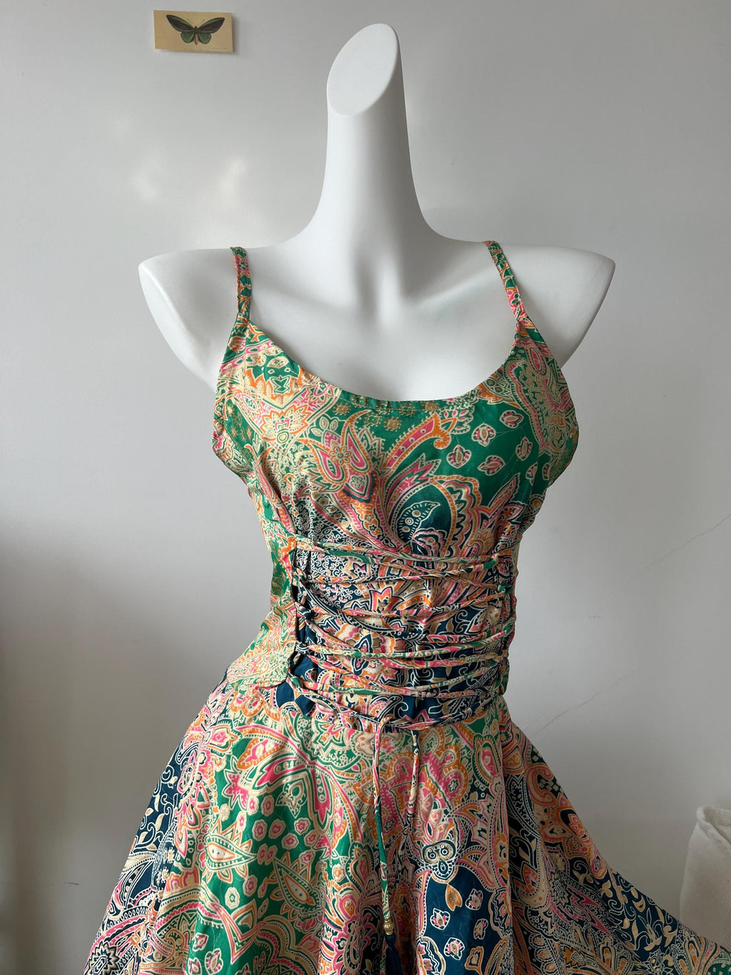 Boho Paisley Maxi Dress | Smocked Bust Summer Dress | Adjustable Tie Front Dress | Flowing Layered Skirt | Hippie Festival Dress