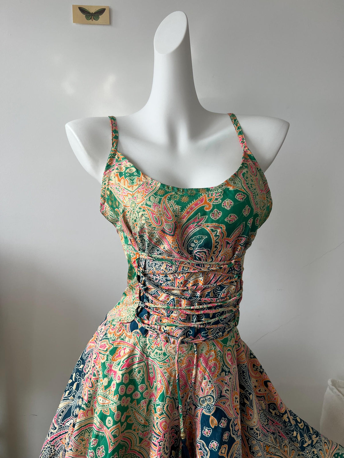 Boho Paisley Maxi Dress | Smocked Bust Summer Dress | Adjustable Tie Front Dress | Flowing Layered Skirt | Hippie Festival Dress