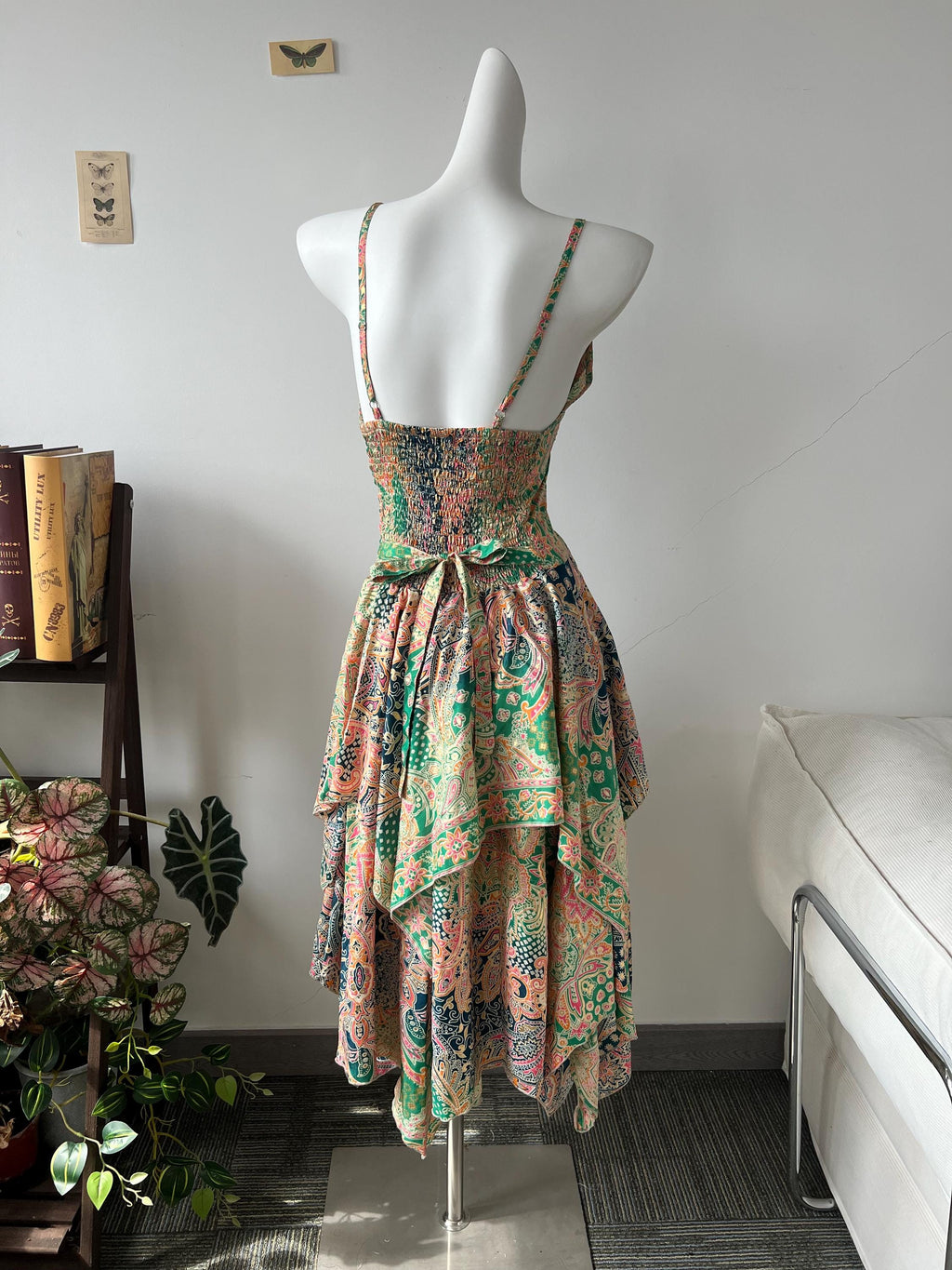 Boho Paisley Maxi Dress | Smocked Bust Summer Dress | Adjustable Tie Front Dress | Flowing Layered Skirt | Hippie Festival Dress