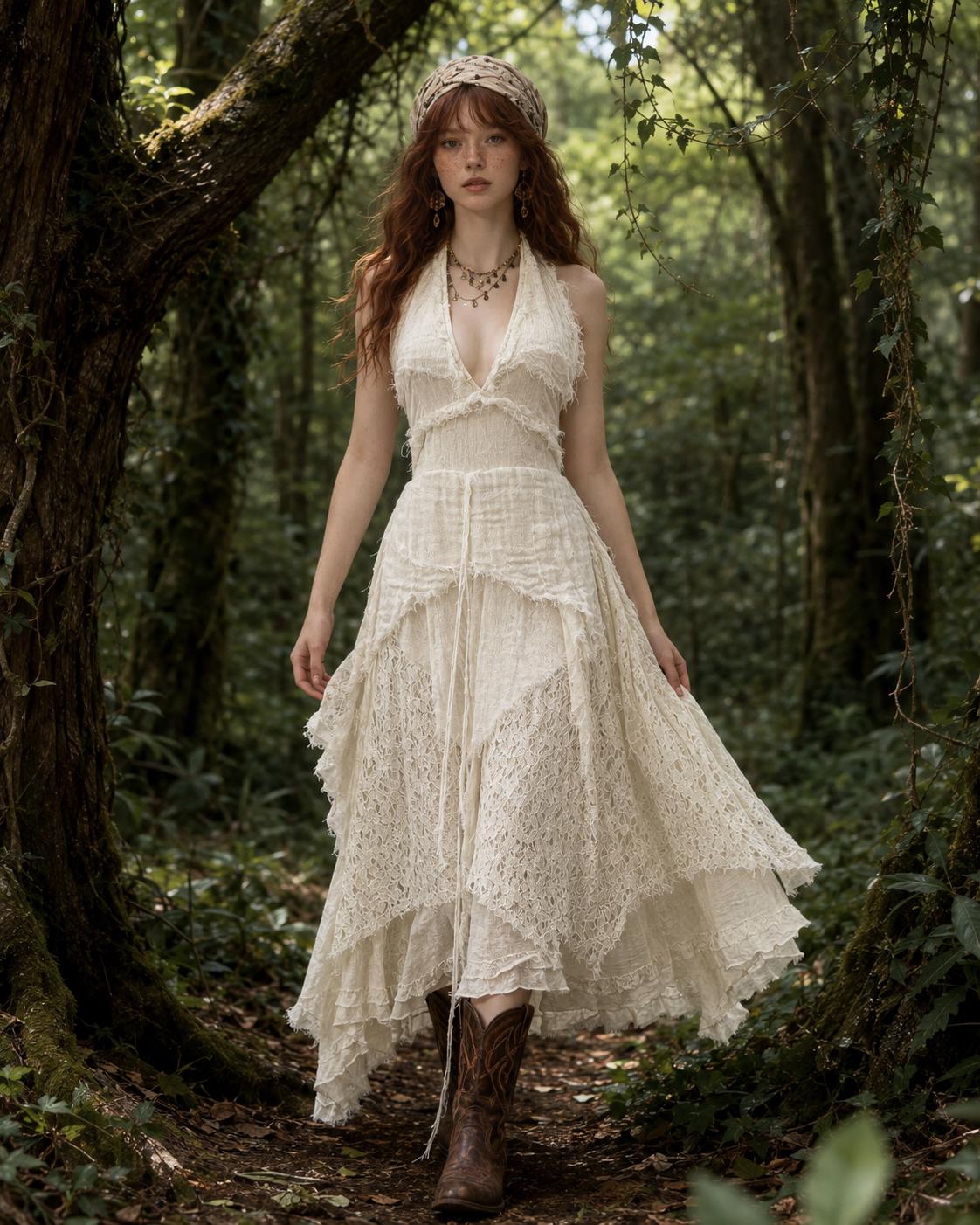 White Cotton Maxi Dress | Boho Fairycore Dress | Layered Lace Patchwork Dress | Cottagecore Wedding Dress | Romantic Handmade Summer Dress