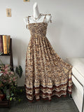 Boho Paisley Maxi Dress | Smocked Bust Summer Dress | Vintage Floral Long Dress | Tassel Trim Hippie Dress | Romantic Festival Dress