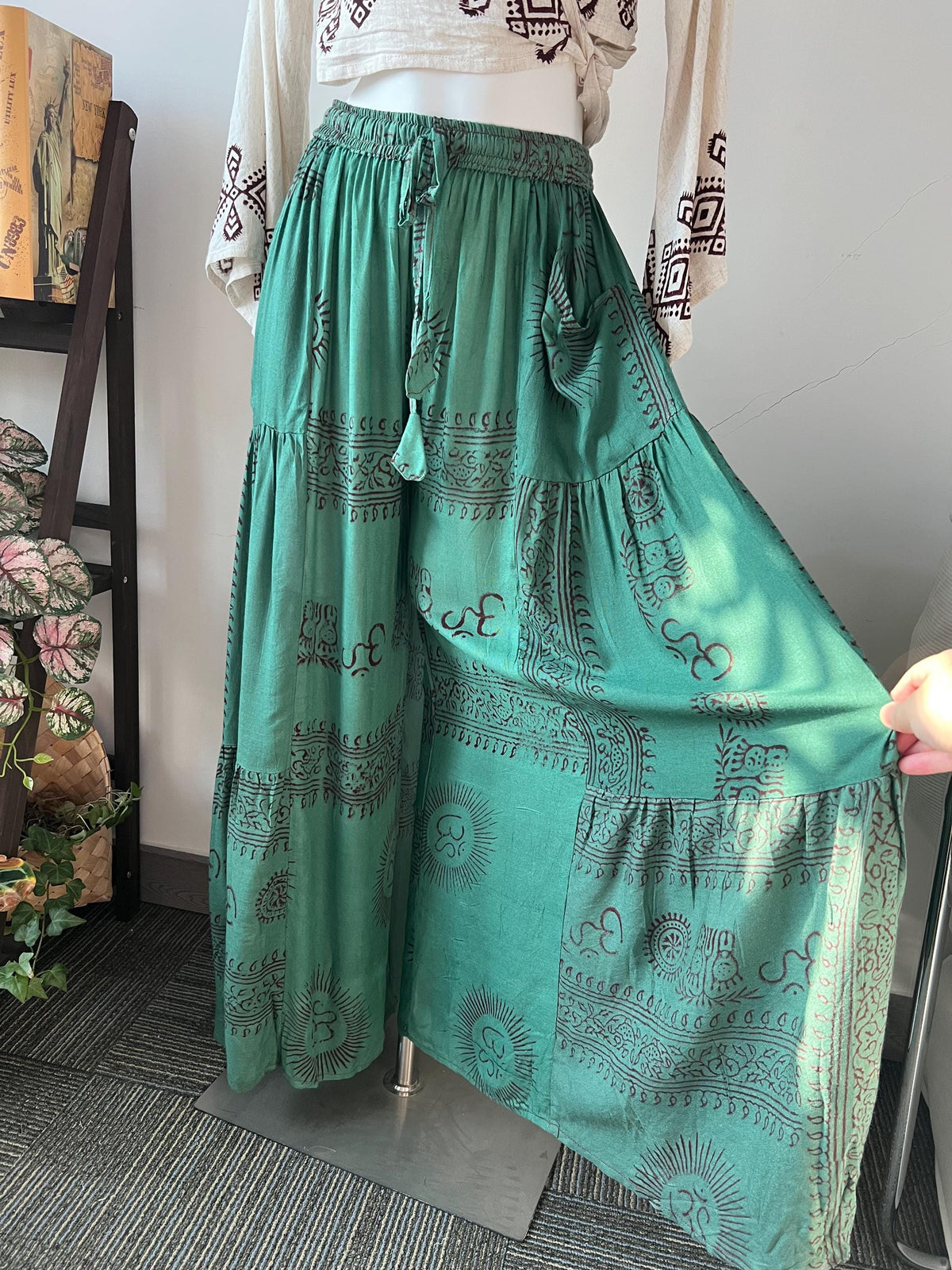 Women Bohemian Palazzo Pants, Celestial Sun Print Flowing Pants, Hippie Festival Trousers, High Waist Wide Leg Yoga Pants, Summer Beach Wear